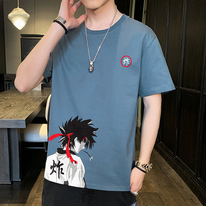 Short-sleeved T-shirt Men's Summer New Trend Hong Kong Style Clothes Tide Brand Half-sleeved