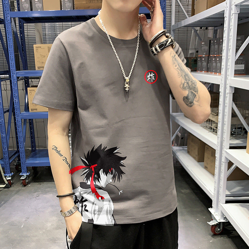 Short-sleeved T-shirt Men's Summer New Trend Hong Kong Style Clothes Tide Brand Half-sleeved