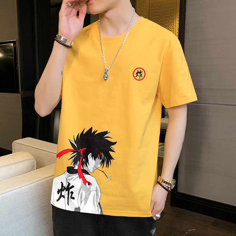 Short-sleeved T-shirt Men's Summer New Trend Hong Kong Style Clothes Tide Brand Half-sleeved