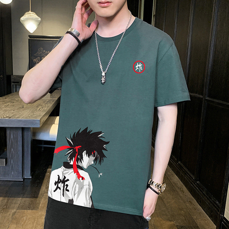 Short-sleeved T-shirt Men's Summer New Trend Hong Kong Style Clothes Tide Brand Half-sleeved