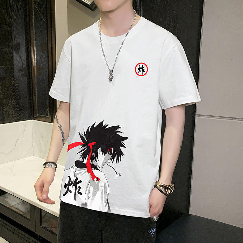 Short-sleeved T-shirt Men's Summer New Trend Hong Kong Style Clothes Tide Brand Half-sleeved