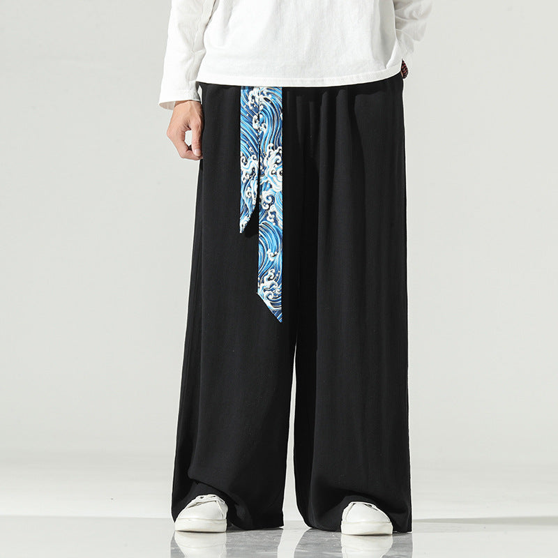 Retro Chinesischen Stil herren hosen herbst neue leinen gerade rohr drop Breite Bein Hosen Baumwolle hanf rock hosen song hosen mann