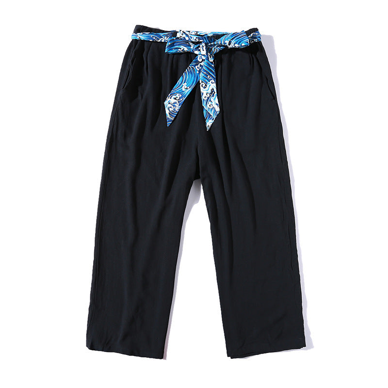 Retro Chinesischen Stil herren hosen herbst neue leinen gerade rohr drop Breite Bein Hosen Baumwolle hanf rock hosen song hosen mann