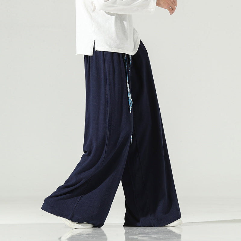 Retro Chinesischen Stil herren hosen herbst neue leinen gerade rohr drop Breite Bein Hosen Baumwolle hanf rock hosen song hosen mann