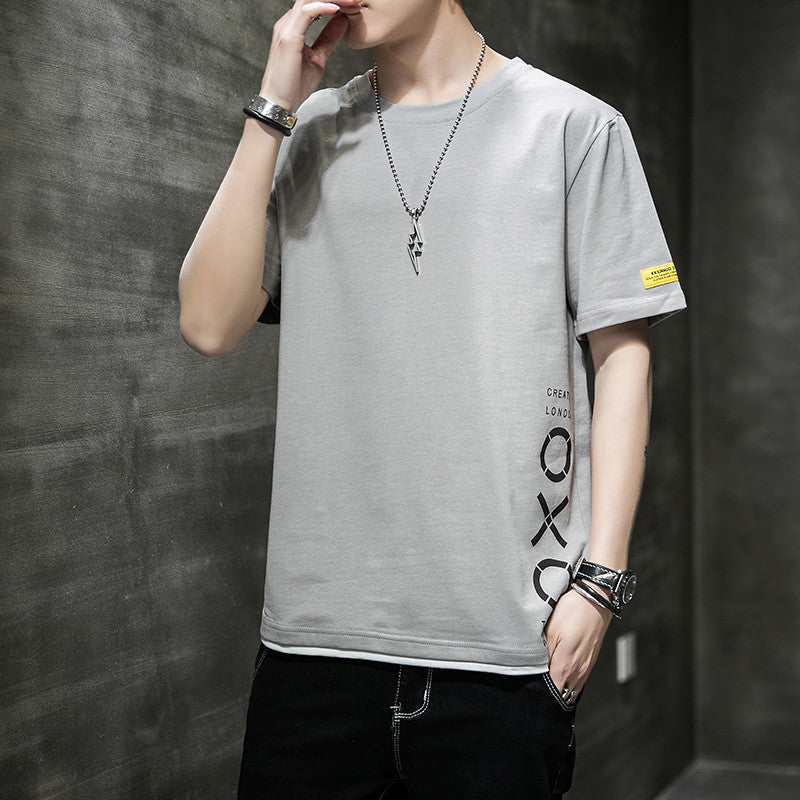 Camiseta de manga corta para hombre, nueva tendencia de verano para hombre, suelta y sencilla, compasiva, para estudiantes, marca Tide, ropa para hombre