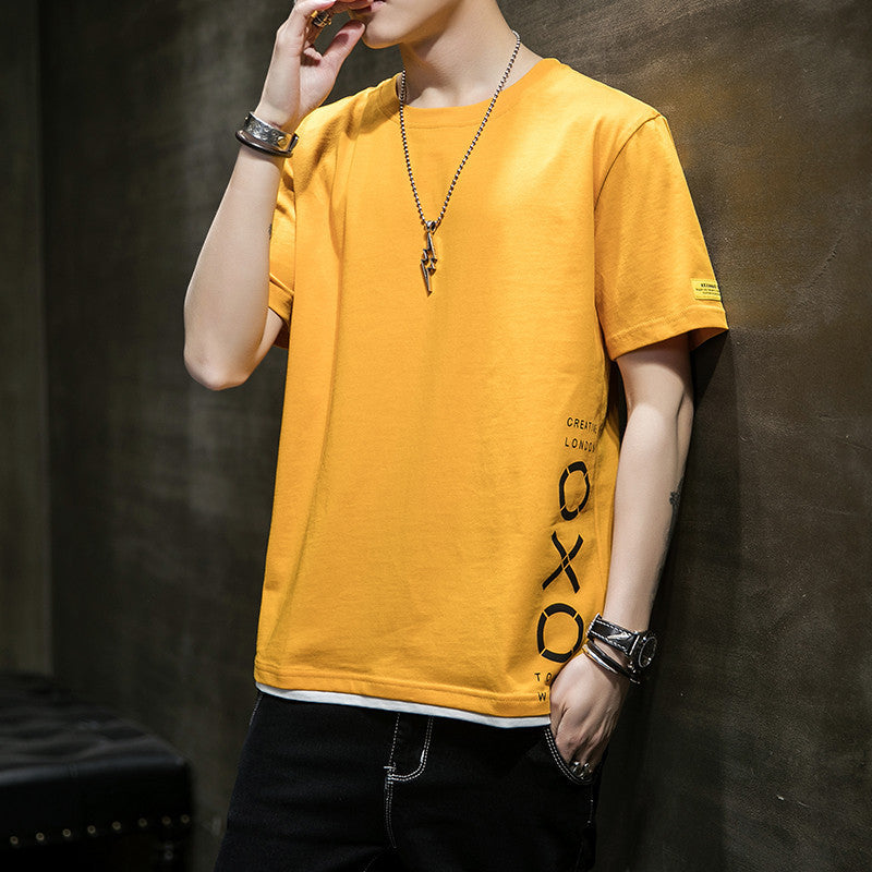 Camiseta de manga corta para hombre, nueva tendencia de verano para hombre, suelta y sencilla, compasiva, para estudiantes, marca Tide, ropa para hombre