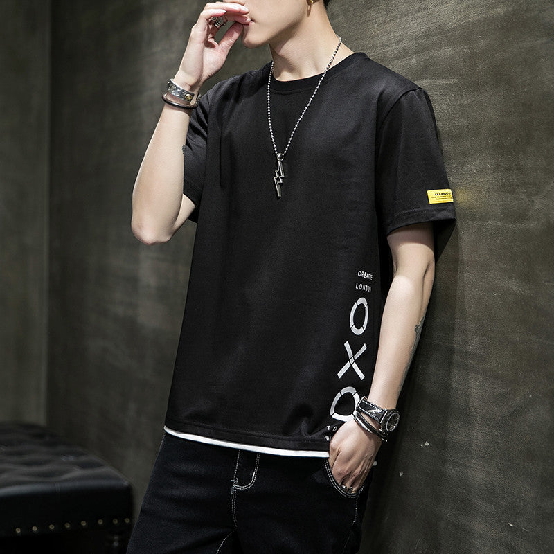 Camiseta de manga corta para hombre, nueva tendencia de verano para hombre, suelta y sencilla, compasiva, para estudiantes, marca Tide, ropa para hombre