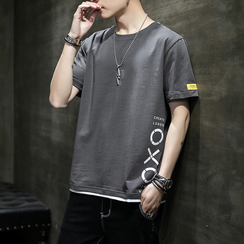Camiseta de manga corta para hombre, nueva tendencia de verano para hombre, suelta y sencilla, compasiva, para estudiantes, marca Tide, ropa para hombre