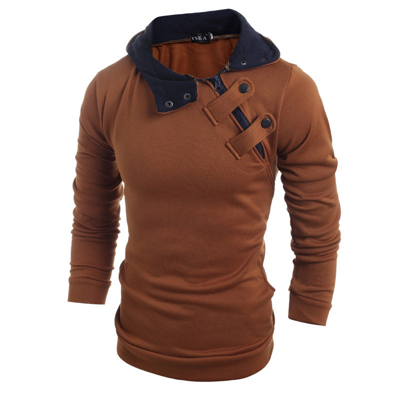 Men'S Casual Sweater With Fleece Hooded Pullover