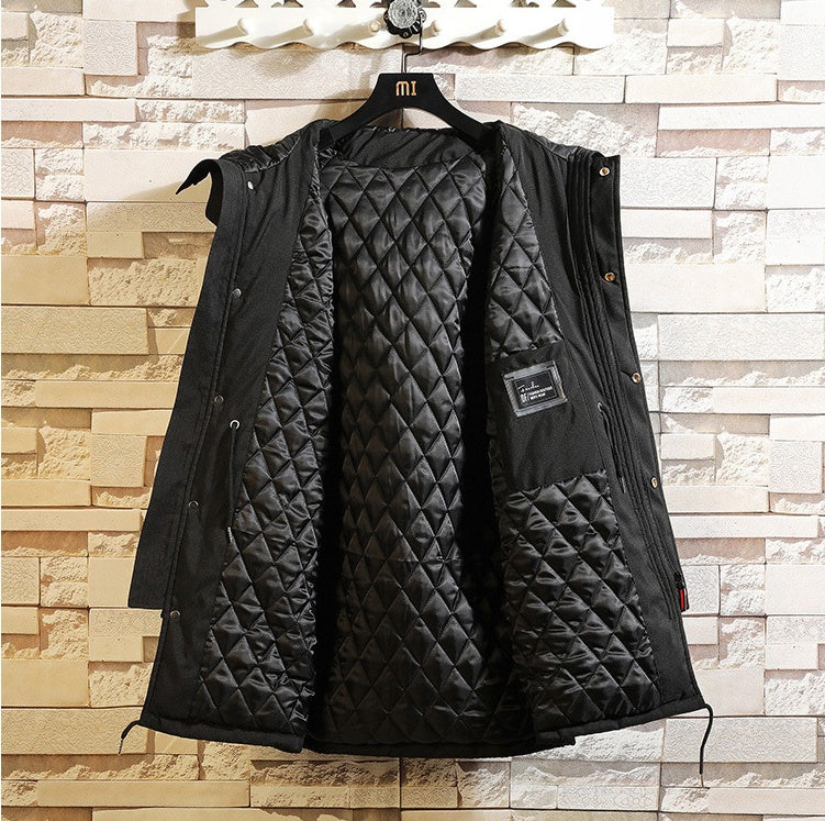 Autumn Mid Length Big Fat Windbreaker Hooded Jacket Men's Jacket