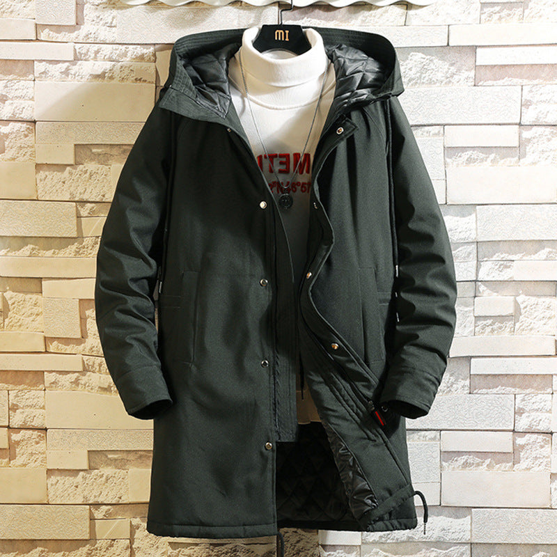Autumn Mid Length Big Fat Windbreaker Hooded Jacket Men's Jacket