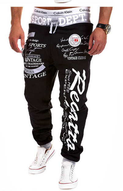 Lockere Jogginghose für Herren mit Kordelzug und elastischer Taille mit Buchstaben-Print