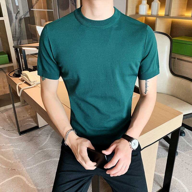Camiseta de moda en color liso y ajustado estilo ligeramente cocido