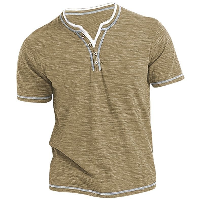 Cárdigan informal de algodón de colores con cuello en V pequeño y manga corta para hombre