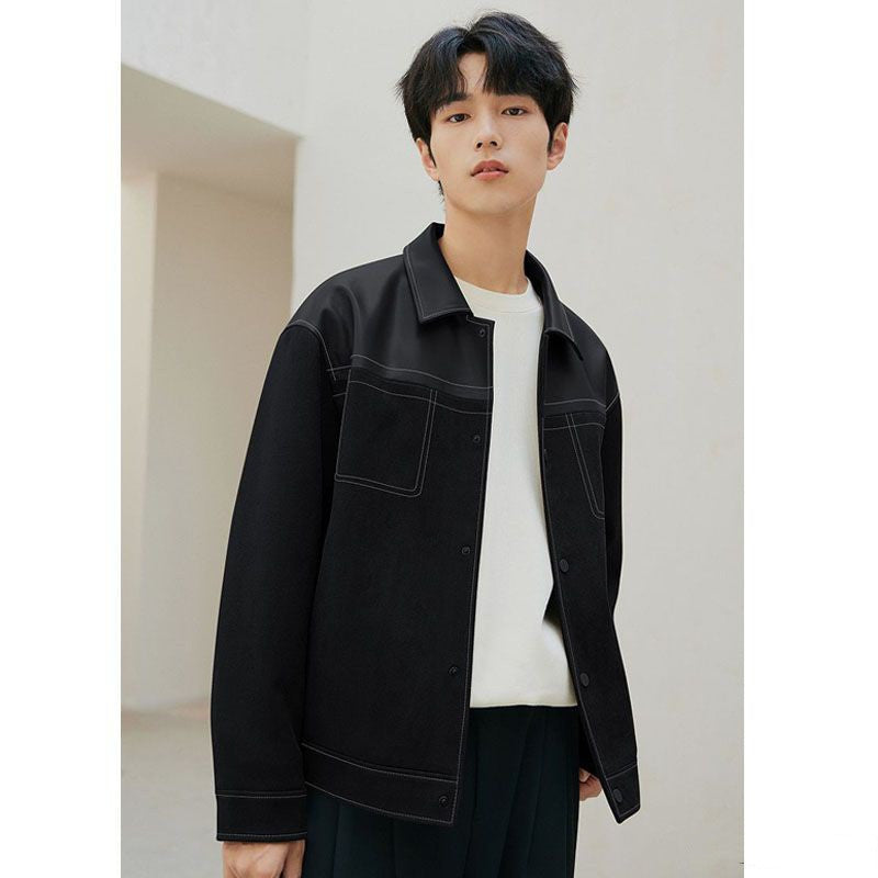 PU Lederjacke Casual Pu Hübsche Herrenbekleidung Loose Top Coat