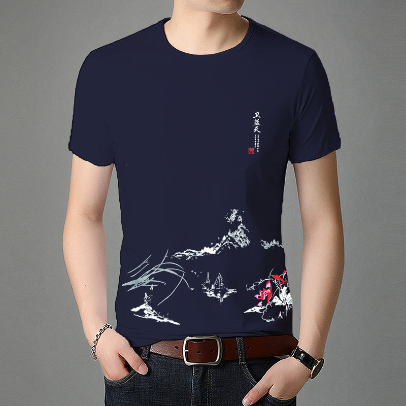 Slim casual short-sleeved cotton men's t-shirt