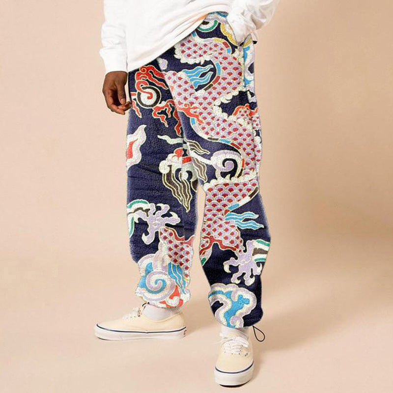 Hose Loose Mid-Waist Printed Fall für Herren