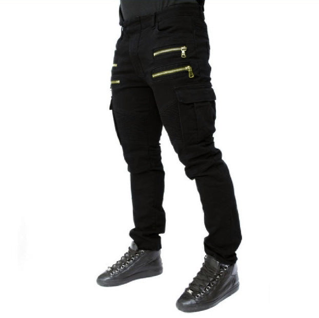 Trend Falten Stretch Füße Denim solide Hose