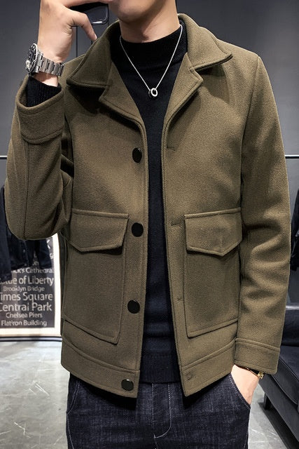 Autumn and winter new men's slim short coat