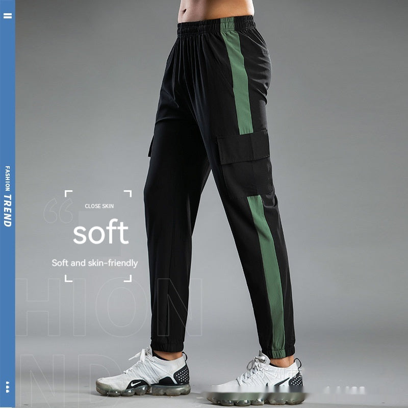 Pantalones deportivos casuales para correr, entrenar y hacer ejercicio con cordones en los tobillos para hombre