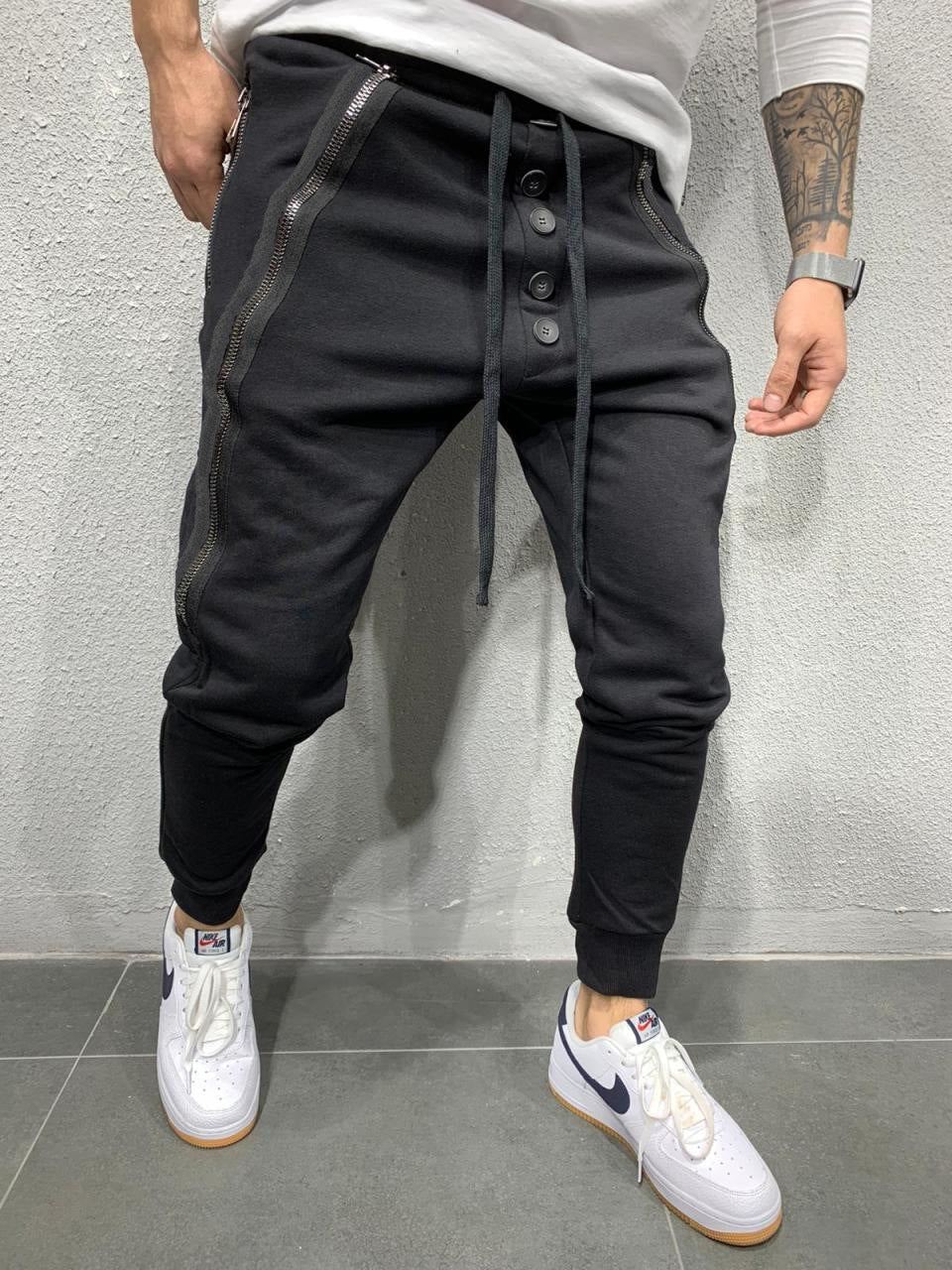 Elastic Zipper Men's Sports Casual Trousers