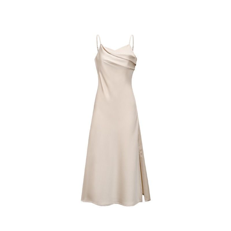 Französisch Stil Blau Sling Kleid frauen Sommer Satin