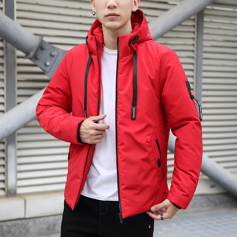 Men's Cotton-padded Hooded Slim Coat Plus Size