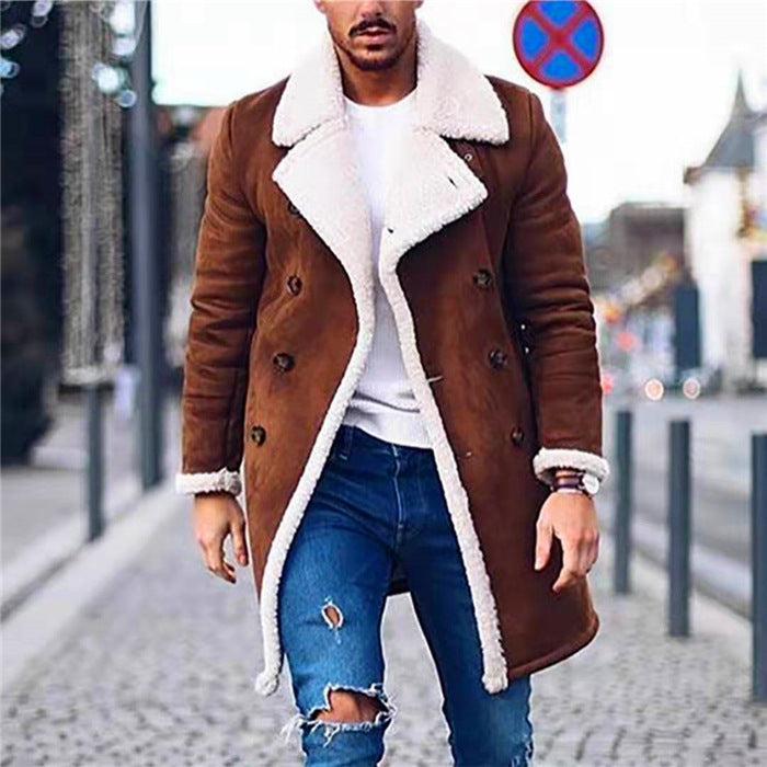 Warmer Herrenmantel mit Fleece-Composite-Wildleder