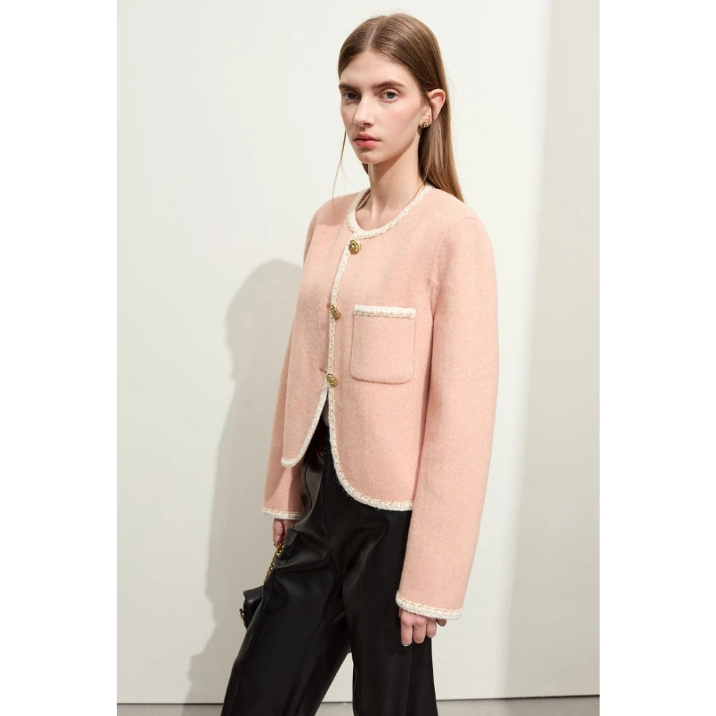 Abrigo minimalista de lana para otoño para mujer