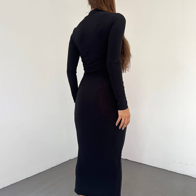 Vestido ajustado plisado transparente de moda para mujer