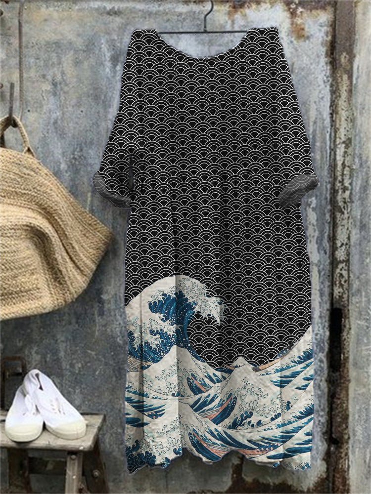 Vestido de otoño con mangas y cuello redondo en tallas grandes