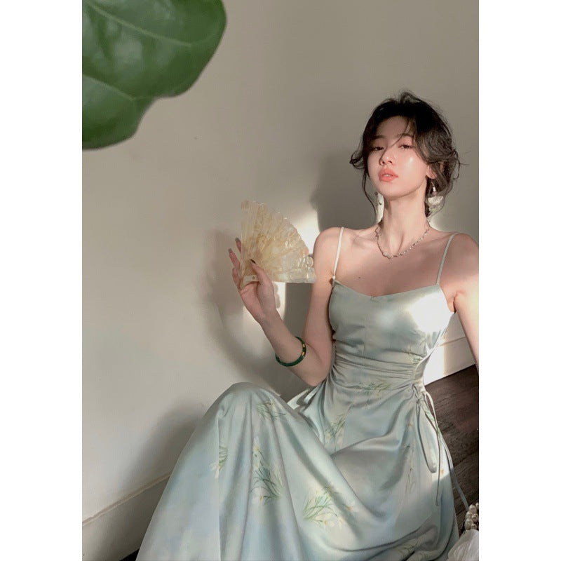 Vestido de satén de dos colores ajustado a la cintura sexy