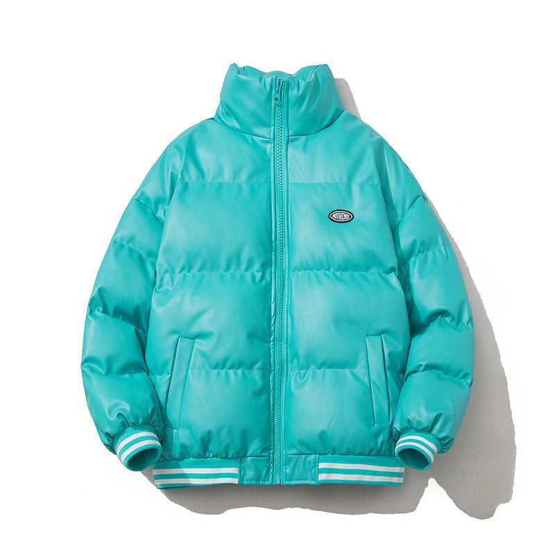 Lockerer, einfarbiger Baumwollmantel für Herren mit Stehkragen