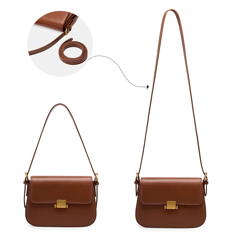 Bolso de hombro minimalista de piel auténtica