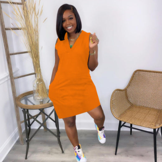 Vestido de color liso de talla grande para mujer