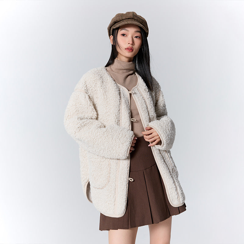 Mittellange Plüschjacke für Damen