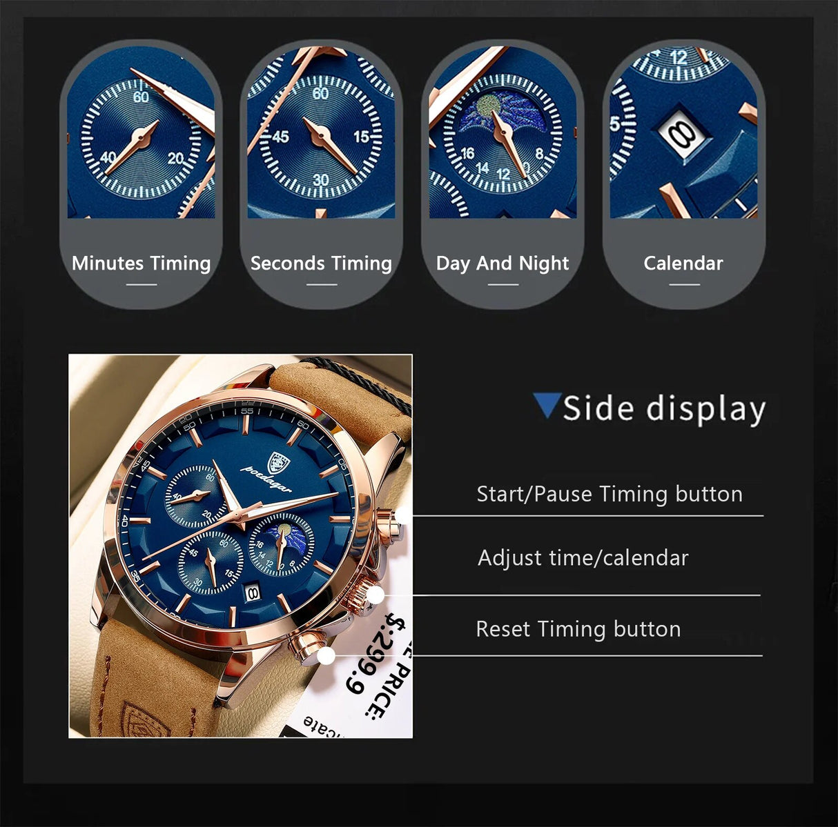 Quarz-Chronograph-Sportuhr: Luxus, Stil, Funktionalität