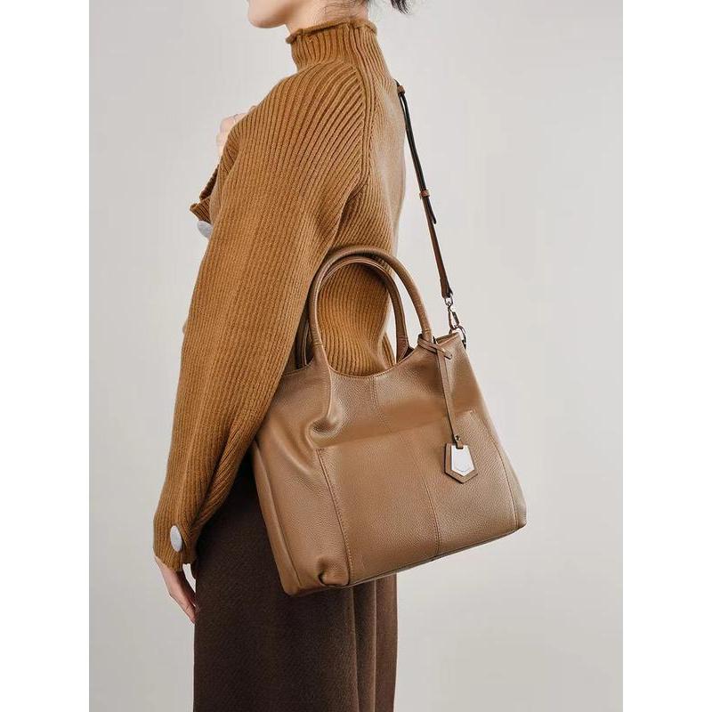 Bolso de mano de piel auténtica de gran capacidad para mujer