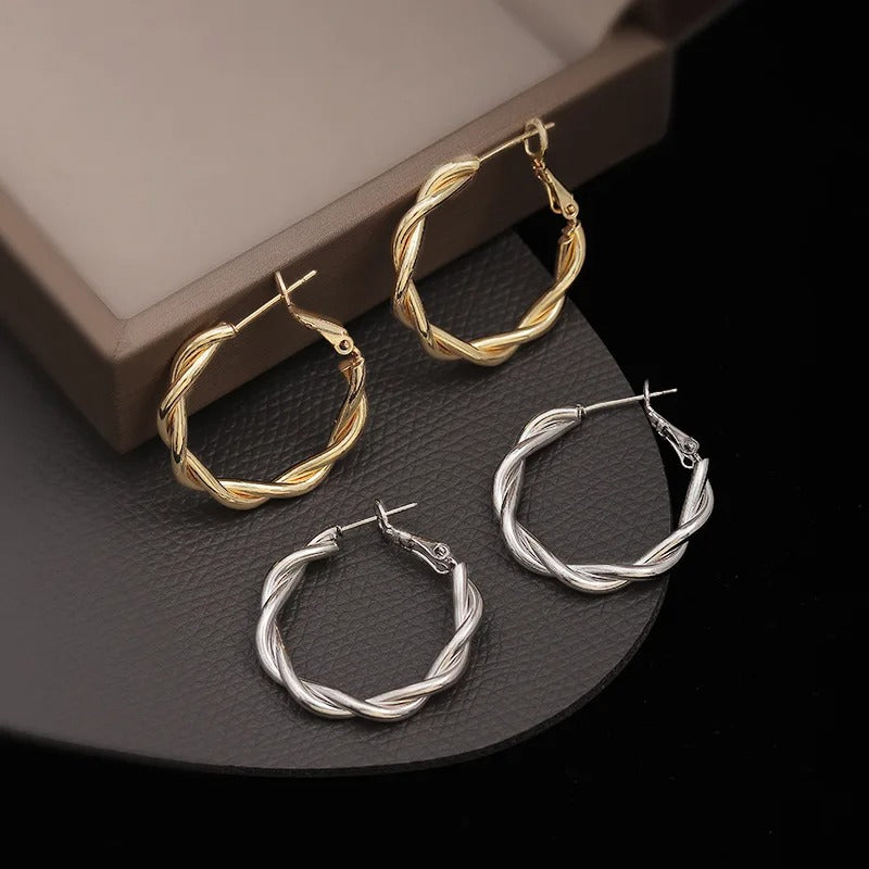 Pendientes colgantes trenzados redondos vintage