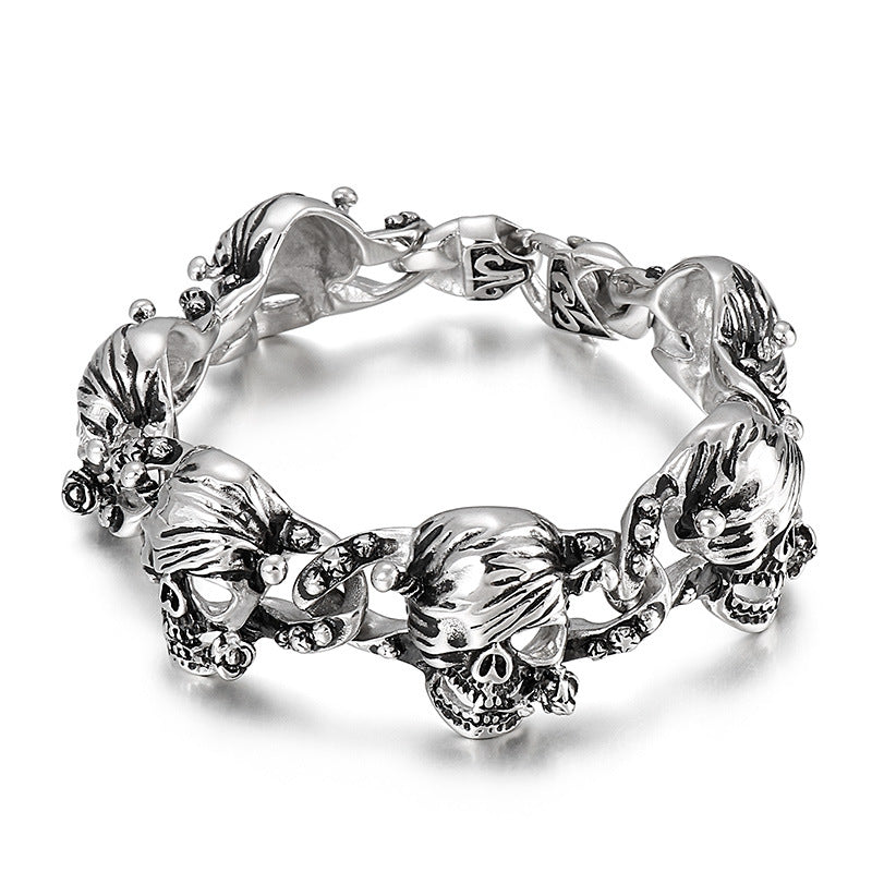 Personality Smeared Skull Animal Head Men's Titanium Steel Bracelet - Dazpy