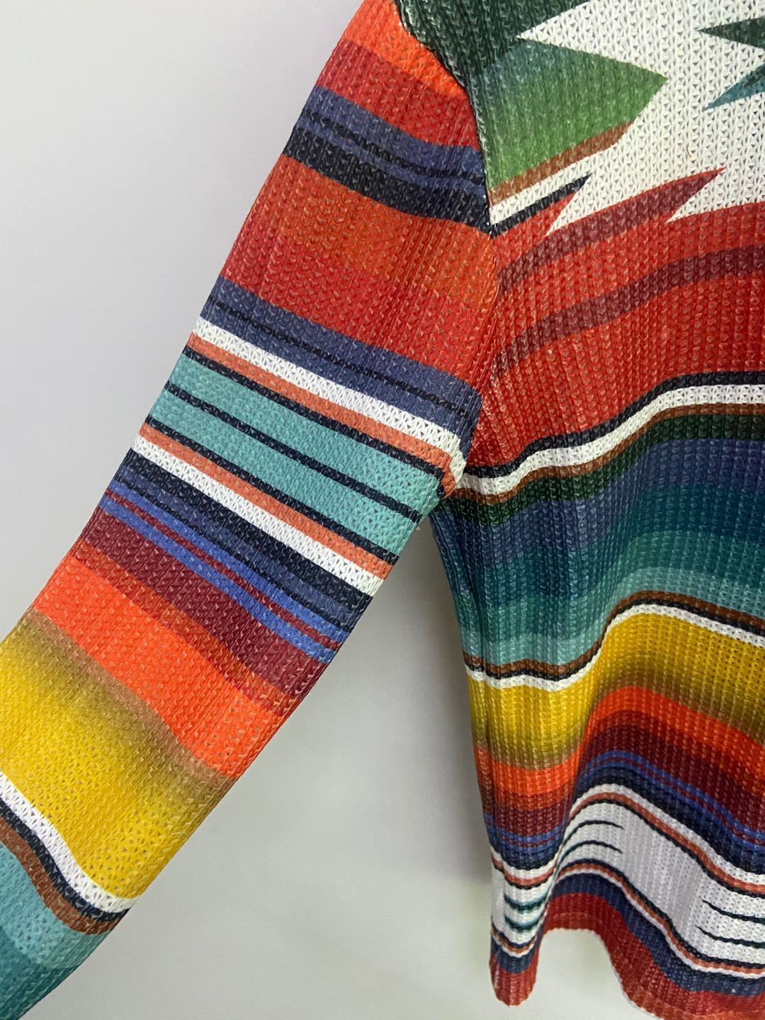 Chaqueta tipo cárdigan de rayas de colores irregulares de talla grande