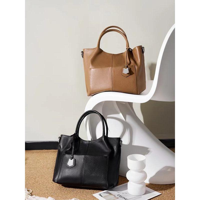 Bolso de mano de piel auténtica de gran capacidad para mujer