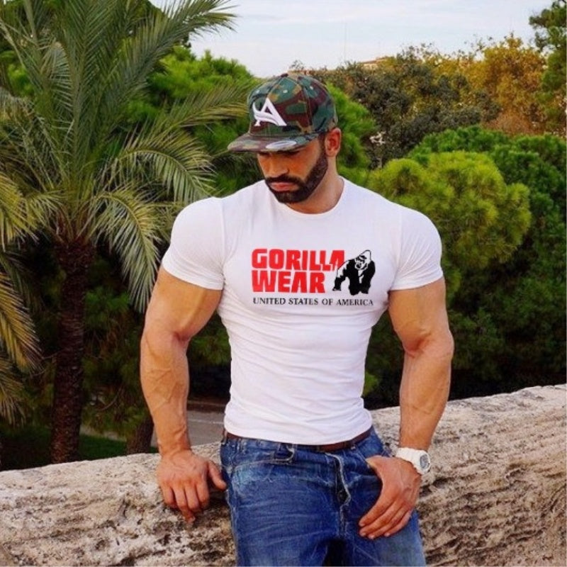 Fashion training crew neck fitness short sleeve
