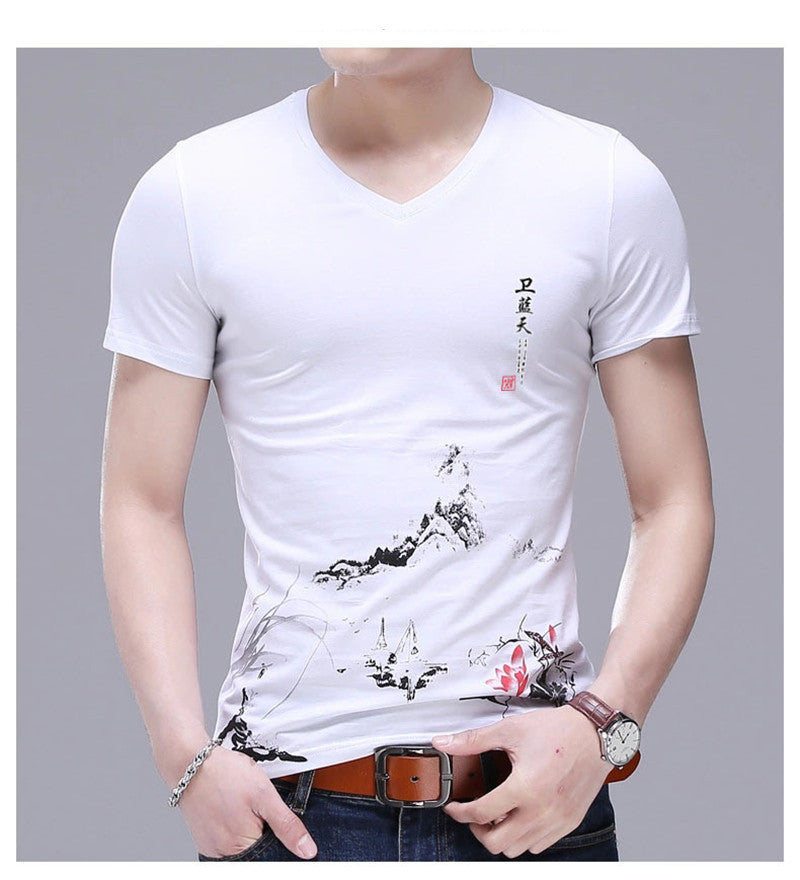 Slim casual short-sleeved cotton men's t-shirt