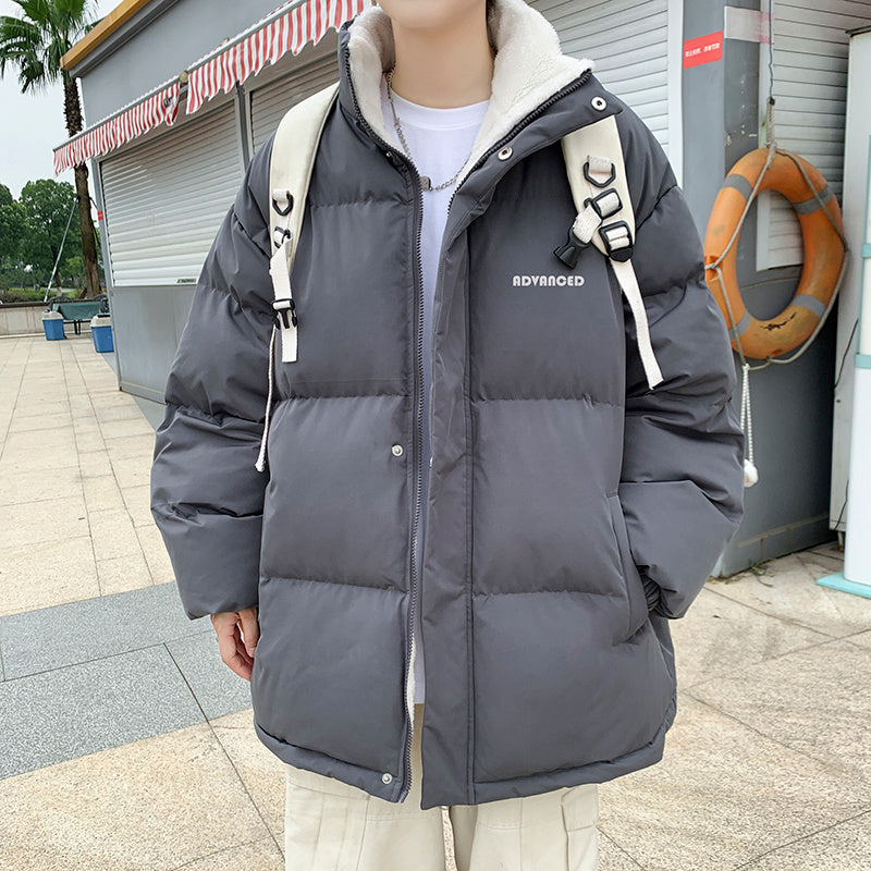 Lamm Samt Jacke Männlichen Hong Kong Stil Trend Lose Brot Warme Baumwolle Mantel