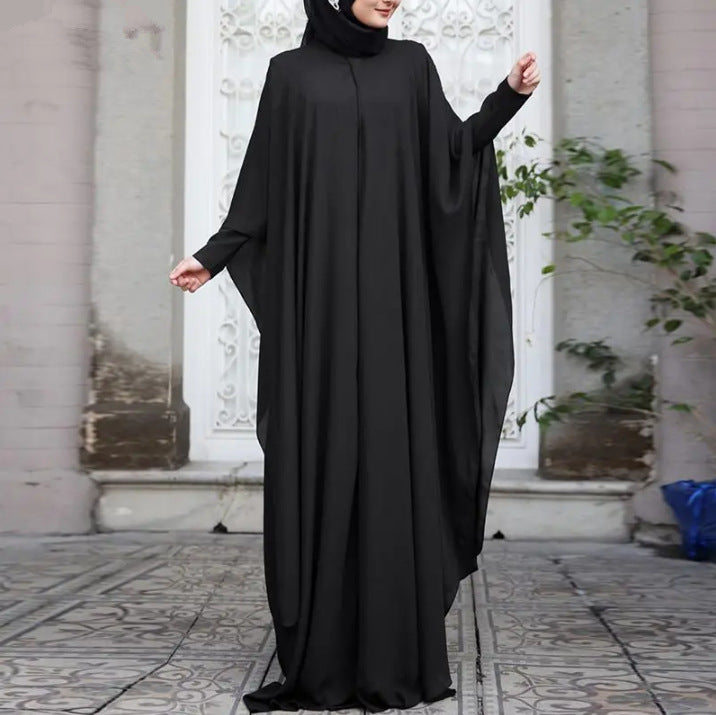 Lockeres Retro-Freizeitkleid in Übergröße mit Rundhalsausschnitt