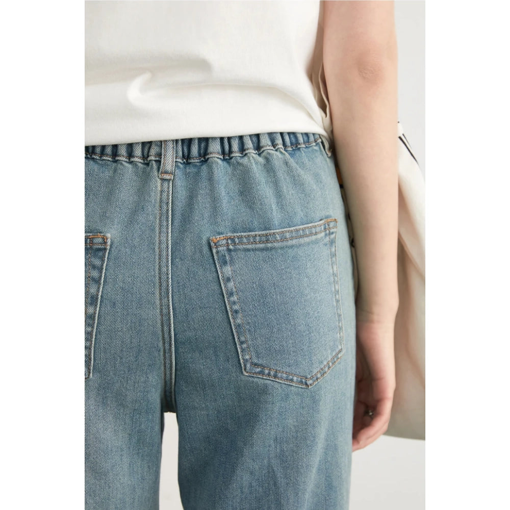 Pantalones vaqueros de mezclilla de cintura alta para mujer
