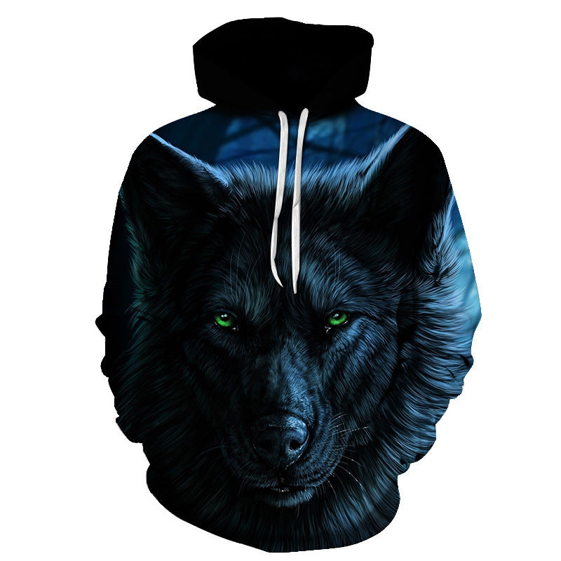 European and American loose black night wolf