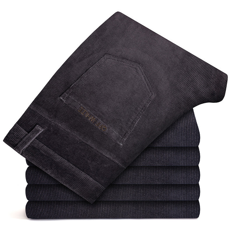 Pantalones casuales de pana elásticos ajustados y rectos para hombre