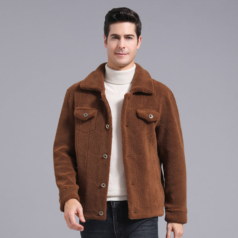 Chaqueta de lana de grano para hombre, nuevo estilo para otoño e invierno